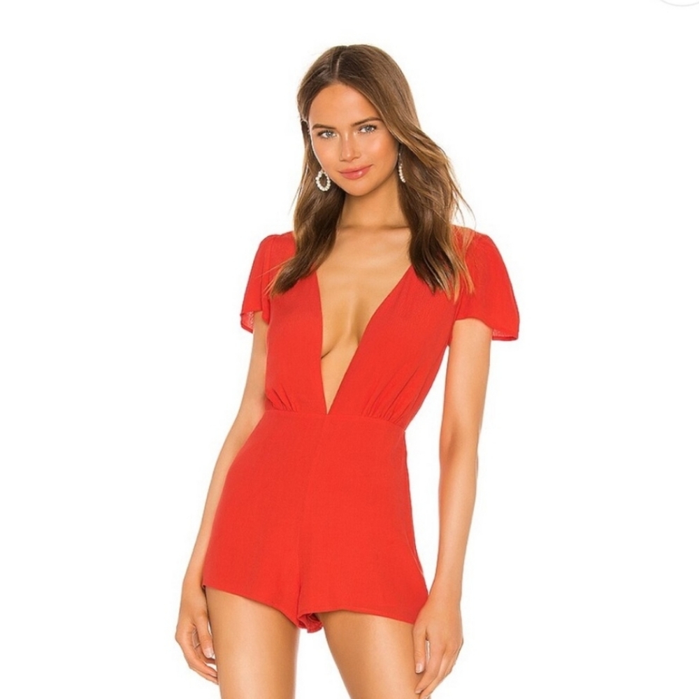 NWOT Superdown Plunge V-Neck Romper, S